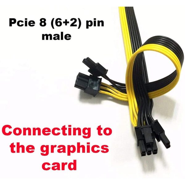 6 PiN TO DUAL 8 PiN PCIe POWER CABLE CONNECTOR (6+2) BIG SIZE 60CM 6