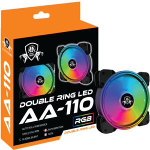 AA-110 DOUBLE RING DUAL LED REMOTE RGB CASE FAN