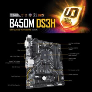 GiGABYTE B450M DS3H AMD RYZEN MOTHERBOARD Used 5