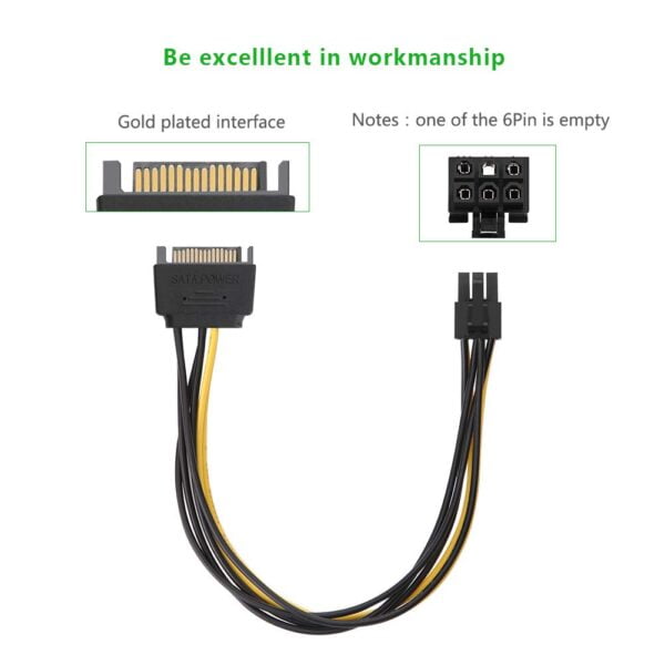 SATA POWER TO 6 PIN PCIe POWER CABLE CoNNECToR 2