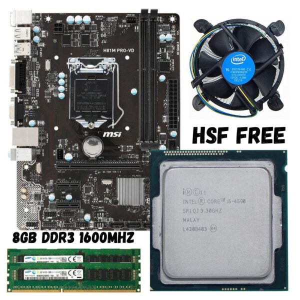 i5 4590 4TH GEN MOTHERBOARD PROCESSOR 8GB RAM MSI H81-PRO VD
