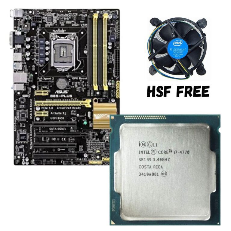 i7 4770 4TH GEN MOTHERBOARD PROCESSOR ASUS B85 PLUS PACKAGE