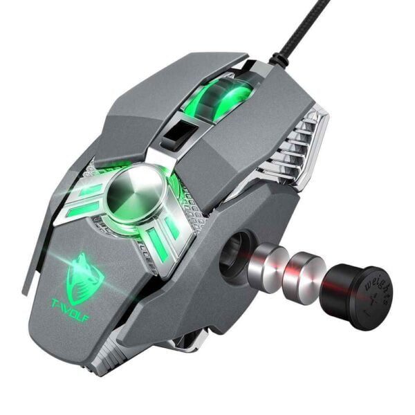 T-WOLF V10 WARRIOR SILVER RGB GAMING MOUSE 4
