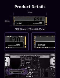 LEXAR NM620 1TB 2280 NVMe M.2 SSD 8