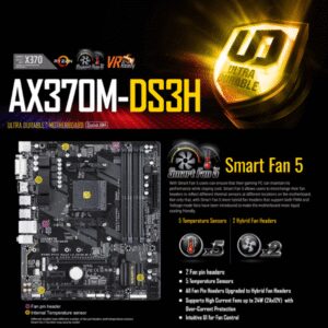 GiGABYTE GA-AX370M-DS3H RYZEN MOTHERBOARD Used 5