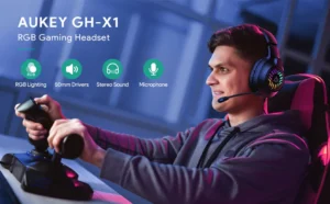 AUKEY GH-X1 RGB GAMiNG HEADSET WiTH STEREO SoUND 50MM DRiVER 8