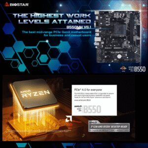 BiOSTAR B550MH AMD RYZEN MOTHERBOARD MiCRO ATX 110 (2)