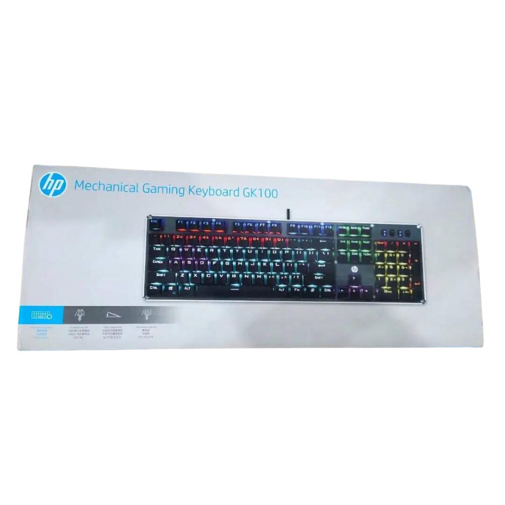 HP GK100/ENG Mechanical Gaming Keyboard – Wired QWERTY, LED Backlit, Plug & Play, Black