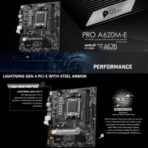 MSI PRO A620M-E AM5 RYZEN MOTHERBOARD DDR5 M-ATX 5