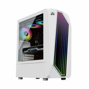 VIKING WHITE GAMiNG PC CASE TOWER WITH FRONT RGB STRIp