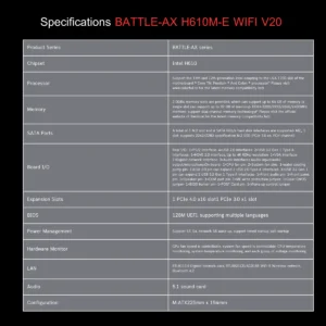 COLORFUL BATTLE-AX H610M-E WiFi MOTHERBOARD m-ATX 10