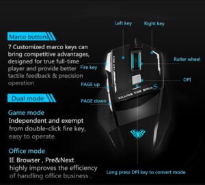 AULA S12 BLACK WiRED USB RGB GAMiNG MoUSE 10