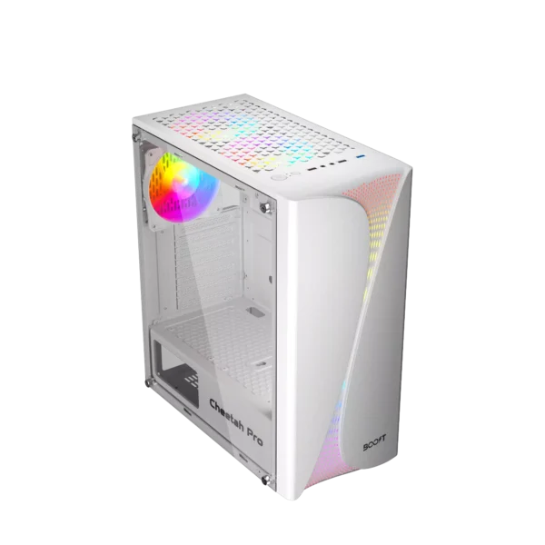 BOOST CHEETAH Pro GAMiNG PC CASE WHiTE WiTH 3 RGB FAN 2