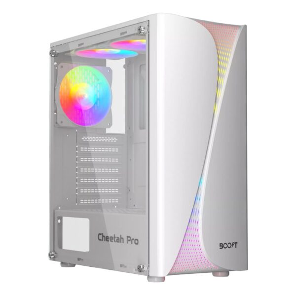 BOOST CHEETAH Pro GAMiNG PC CASE WHiTE WiTH 3 RGB FAN