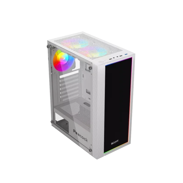 PEACOCK GAMiNG PC CASE WHiTE WiTH STYLiSH Pen (without fan) 2