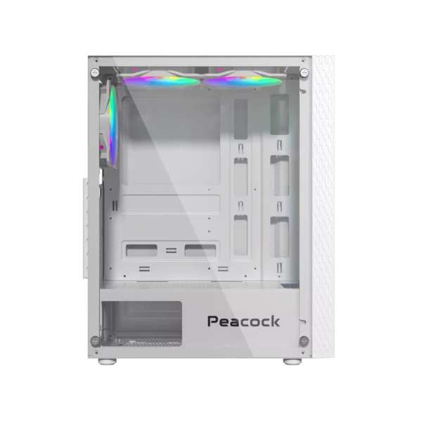 PEACOCK GAMiNG PC CASE WHiTE WiTH STYLiSH Pen (without fan) 4