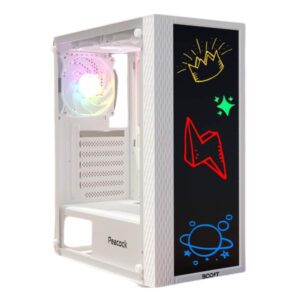 PEACOCK GAMiNG PC CASE WHiTE WiTH STYLiSH Pen (without fan) 5