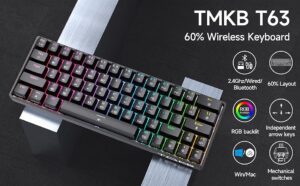 TMKB T63 RGB WiRELESS MECHANiCAL GAMiNG KEYBOARD BLACK 60% 18