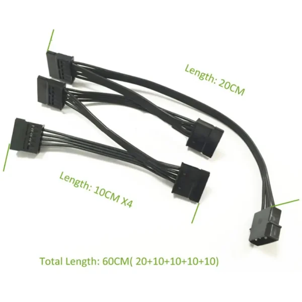 4Pin IDE Molex To 5 SATA Y Extension Power Splitter Cable (1 to 5 SATA Adapter) 3