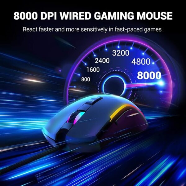 EKSA EM110 USB RGB GAMiNG MOUSE 8000 DPI 7 PROGRAMMABLE MiCE 1