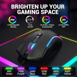 EKSA EM110 USB RGB GAMiNG MOUSE 8000 DPI 7 PROGRAMMABLE MiCE 2