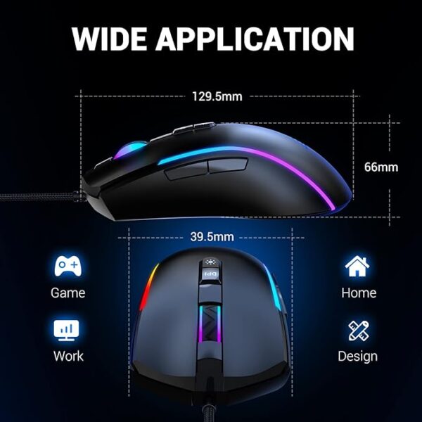 EKSA EM110 USB RGB GAMiNG MOUSE 8000 DPI 7 PROGRAMMABLE MiCE 5