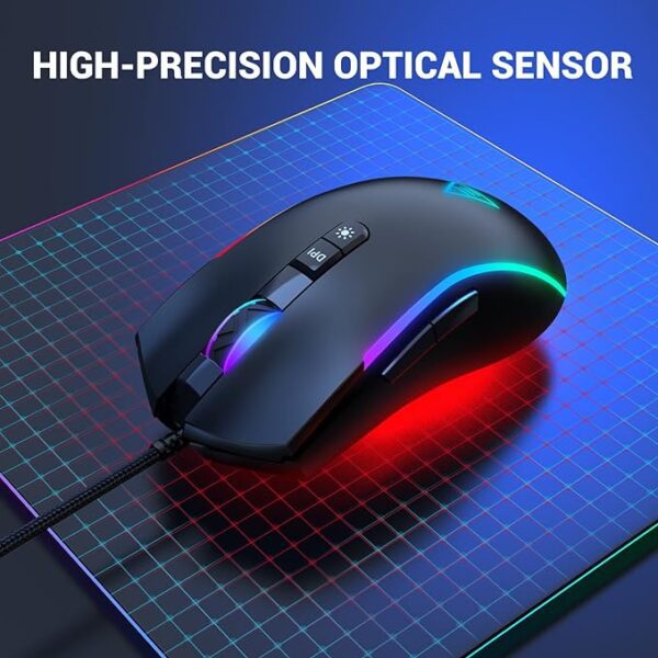 EKSA EM110 USB RGB GAMiNG MOUSE 8000 DPI 7 PROGRAMMABLE MiCE 6