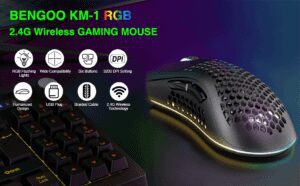 BENGOO KM-1 WiRELESS 2.4G GAMiNG MOUSE RGB RECHARGEABLE MiCE 8