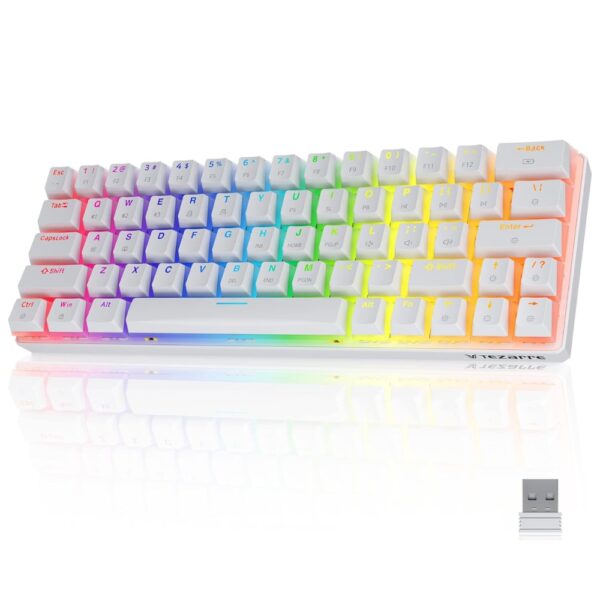 TEZARRE TK-63 Pro RGB WiRELESS MECHANiCAL GAMiNG KEYBOARD WH 105