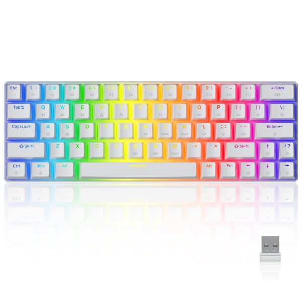 TEZARRE TK-63 Pro RGB WiRELESS MECHANiCAL GAMiNG KEYBOARD WH 106