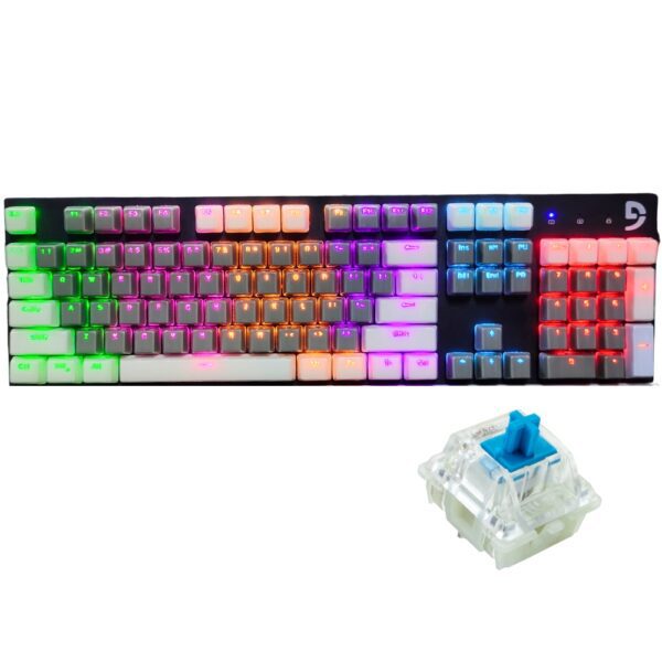 FUHLEN K1 RGB MECHANiCAL GAMiNG KEYBOARd GRAY EDiTiON WiTH BLUE Cherry MX 7