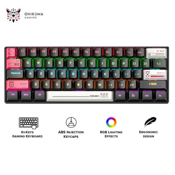 ONiKUMA G55 RGB MECHANiCAL GAMiNG KEYBOARD BLACK BROWN SWiTCH 105