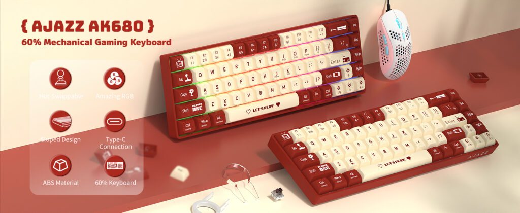 AJAZZ AK680 RGB MECHANiCAL GAMiNG KEYBOARD BLUE SWiTCH RED