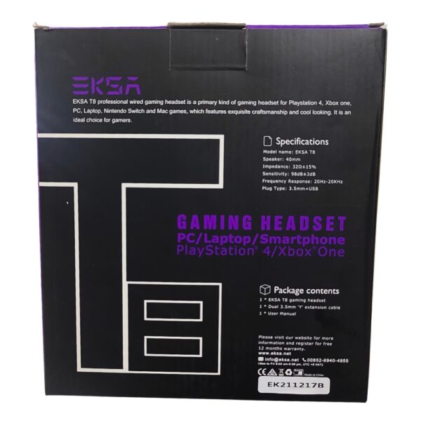 EKSA T8 GAMiNG HEADPHONE NOiCE CANCELiNG MiC SURROUND SOUND 1105