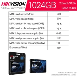 1TB SSD HIKVISION E100 2.5 SATA NEW WiTH 1 YEAR WARRANTY 1