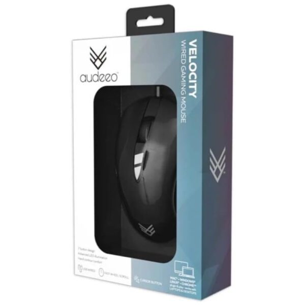 AUDEEO VELOCiTY USB RGB GAMING MOUSE BLACK 3600 DPI MiCE 6