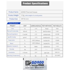 GD900 THERMAL PASTE 0.5g GREASE CONDUCTiViTY 4.8WM-K GRAY 2