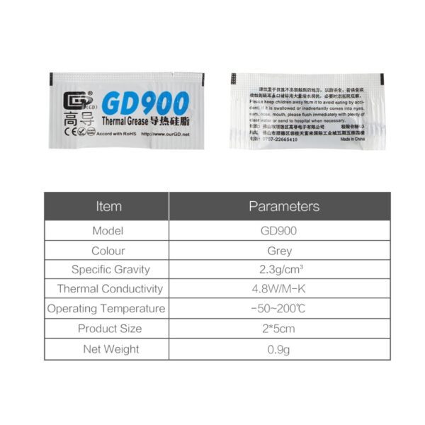 GD900 THERMAL PASTE 0.5g GREASE CONDUCTiViTY 4.8WM-K GRAY 8