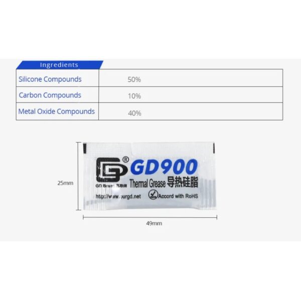 GD900 THERMAL PASTE 0.5g GREASE CONDUCTiViTY 4.8WM-K GRAY 9