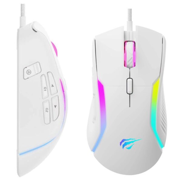 HAViT MS1033 USB RGB GAMING MOUSE PROGRAMABLE 8000DPI WHITE 14