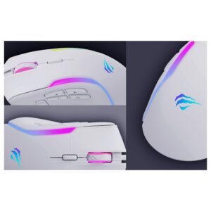 HAViT MS1033 USB RGB GAMING MOUSE PROGRAMABLE 8000DPI WHITE 3