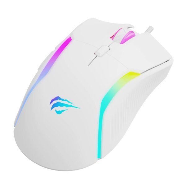 HAViT MS1033 USB RGB GAMING MOUSE PROGRAMABLE 8000DPI WHITE 9