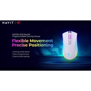 HAViT MS1034 USB RGB GAMING MOUSE PROGRAMABLE 4800DPI WHITE