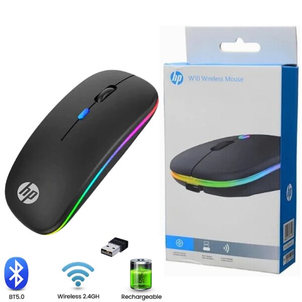 HP W10 RGB BLUETOOTH & WiRELESS MOUSE RECHARGEABLE TYPE-C 9