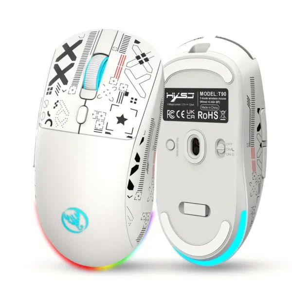 HXSJ T90 BLUETOOTH WiRELESS 2.4GHz MOUSE WHITE RECHARGEABLE 3