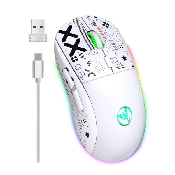HXSJ T90 BLUETOOTH WiRELESS 2.4GHz MOUSE WHITE RECHARGEABLE 4