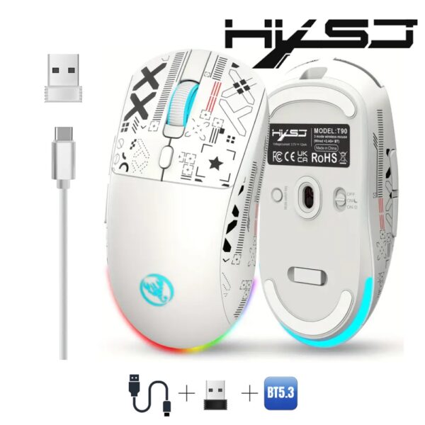 HXSJ T90 BLUETOOTH WiRELESS 2.4GHz MOUSE WHITE RECHARGEABLE 5