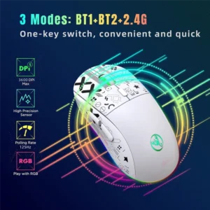HXSJ T90 BLUETOOTH WiRELESS 2.4GHz MOUSE WHITE RECHARGEABLE 6