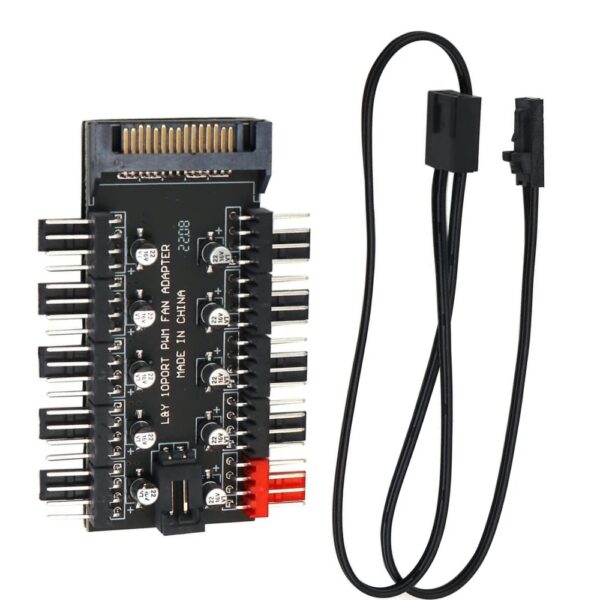 PWM FAN CONTROLLER HUB WiTH SATA POWER SUPPLY 1 to 10 Fans 10