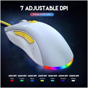 ZiDLi M85 USB RGB GAMING MOUSE 16000DPI WHITE WiRED 1